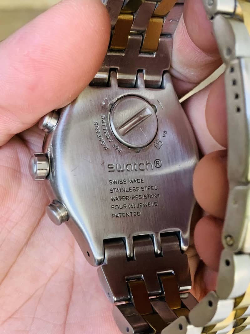 Swatch Swiss Made Two Tone Chronograph Men's Watch 44mm Dial 9/10 1