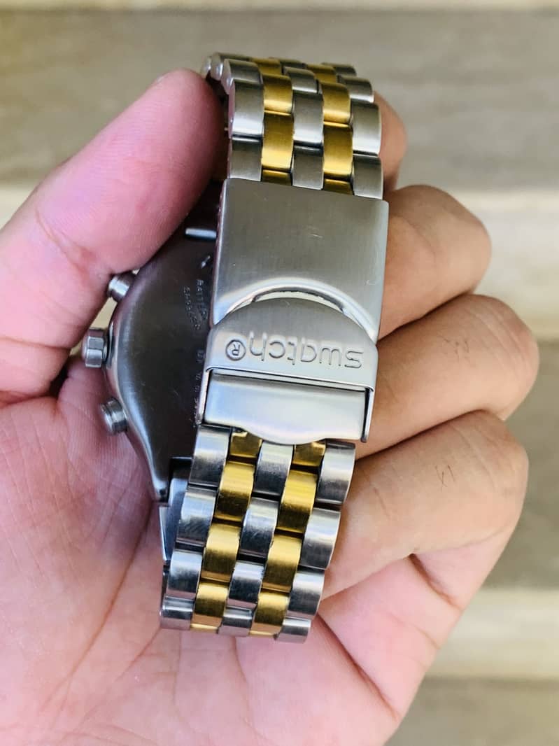 Swatch Swiss Made Two Tone Chronograph Men's Watch 44mm Dial 9/10 4