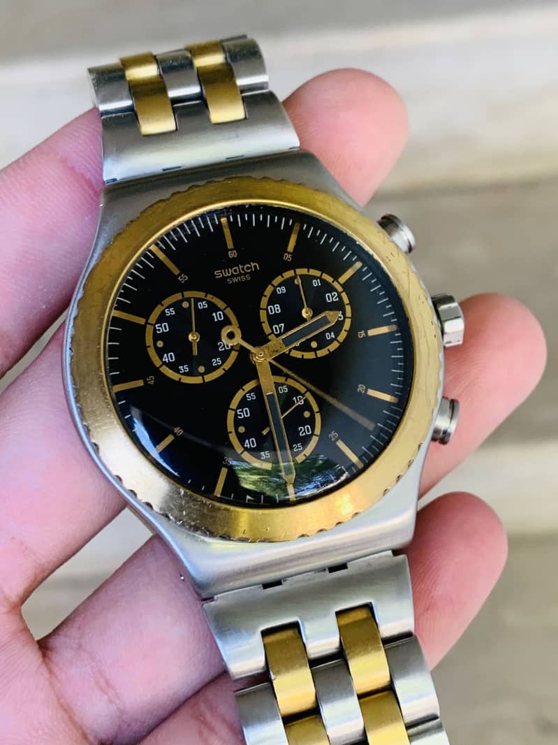 Swatch Swiss Made Two Tone Chronograph Men's Watch 44mm Dial 9/10 8