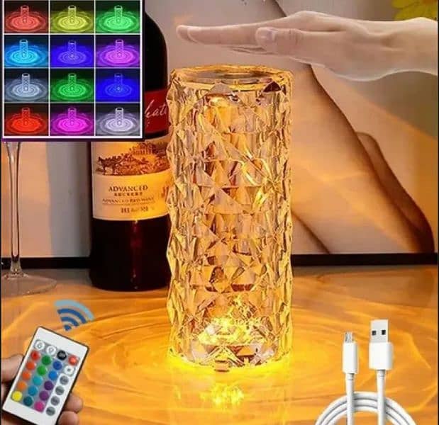 "16-Color Crystal Table Lamp – Touch & Remote Controlled!" 2