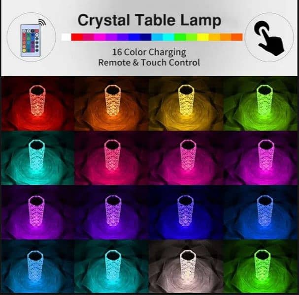 "16-Color Crystal Table Lamp – Touch & Remote Controlled!" 4