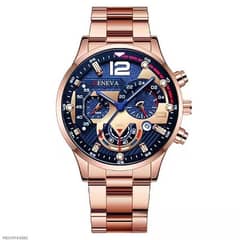 men's steels belt calender quartz watch