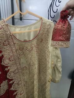 Customized farshi lehnga with shirt dupatta and pouch handwork embroid