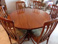 Sheeham Wood Round Dinner Table with Cabinet and 6 Chairs