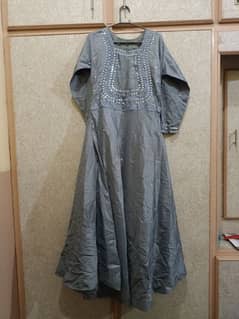 Gray maxi with mirror work
