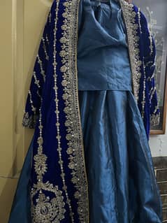 Fancy velvet gown with lehnga kurti