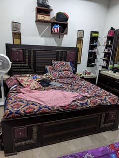 king size bed with side tables and dressing and mattress