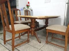 Pure Wood Dinner Table With 4 Chairs