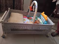 Kids Cot and Jhoola with Play Mat