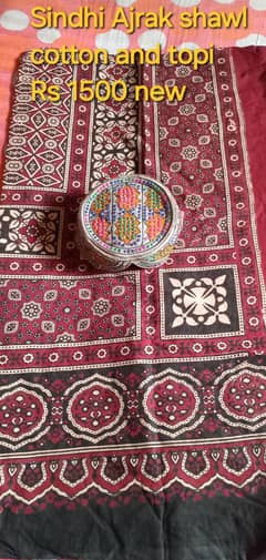 Sindhi ajrak Shawl and Topi