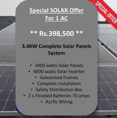3.4kw Solar Panels System to run 1 AC
