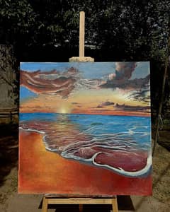realistic and beautiful sunset in the middle of the ocean