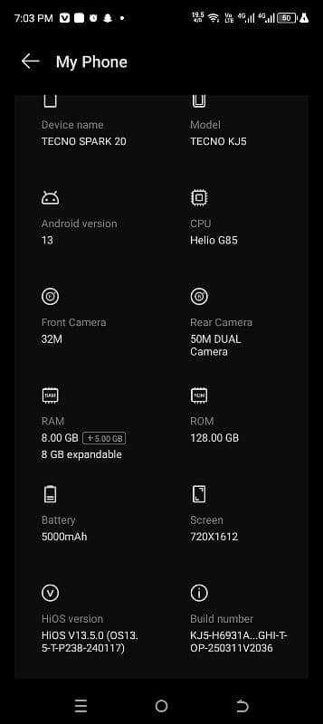 Tecno Spark 20 4 month used only and gaming processor 8