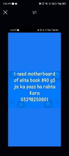 I need motherboard board of elite book 840 g3