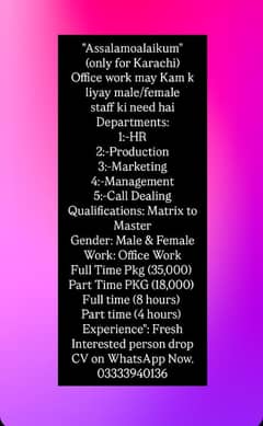 Office Work Staff Need