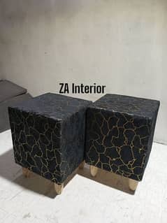 ottoman stools marble print
