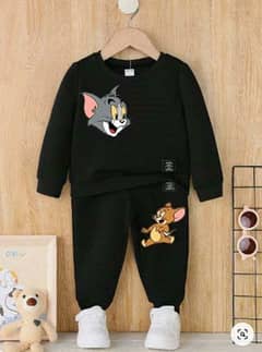 2pcs Boy's and girl's polyester printed tracksuit