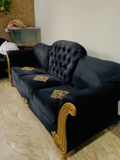 Black Velvet Sofa set 6 seater brand New Condition 10/9.5