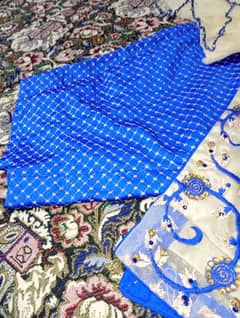 3 piece stitched net silk party wear