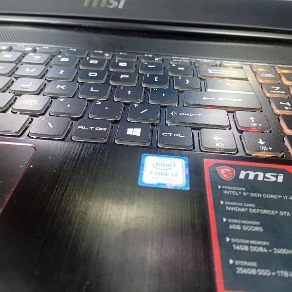 MSI gaming laptop,i7 8th gen, GTX 1060 ,6gb 7