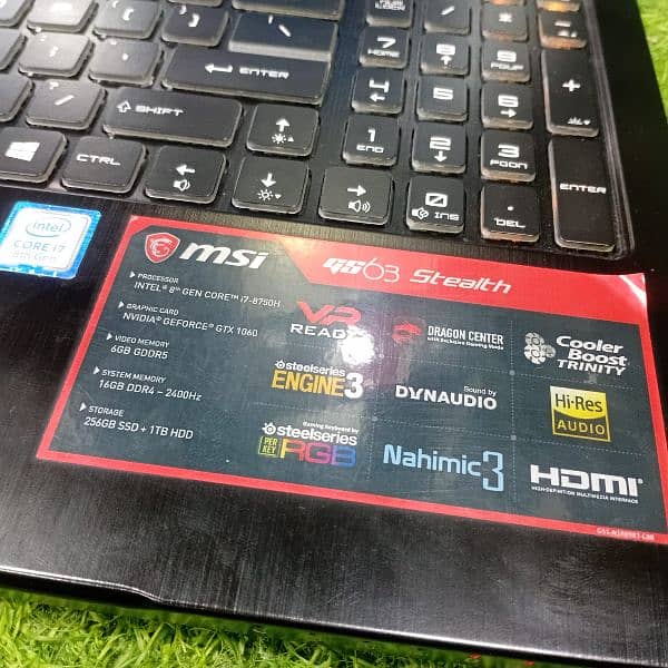 MSI gaming laptop,i7 8th gen, GTX 1060 ,6gb 9