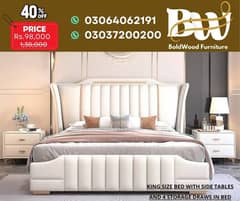 Bed Set/Wooden Bed/Double Bed/King Size Bed/luxury bed with side table