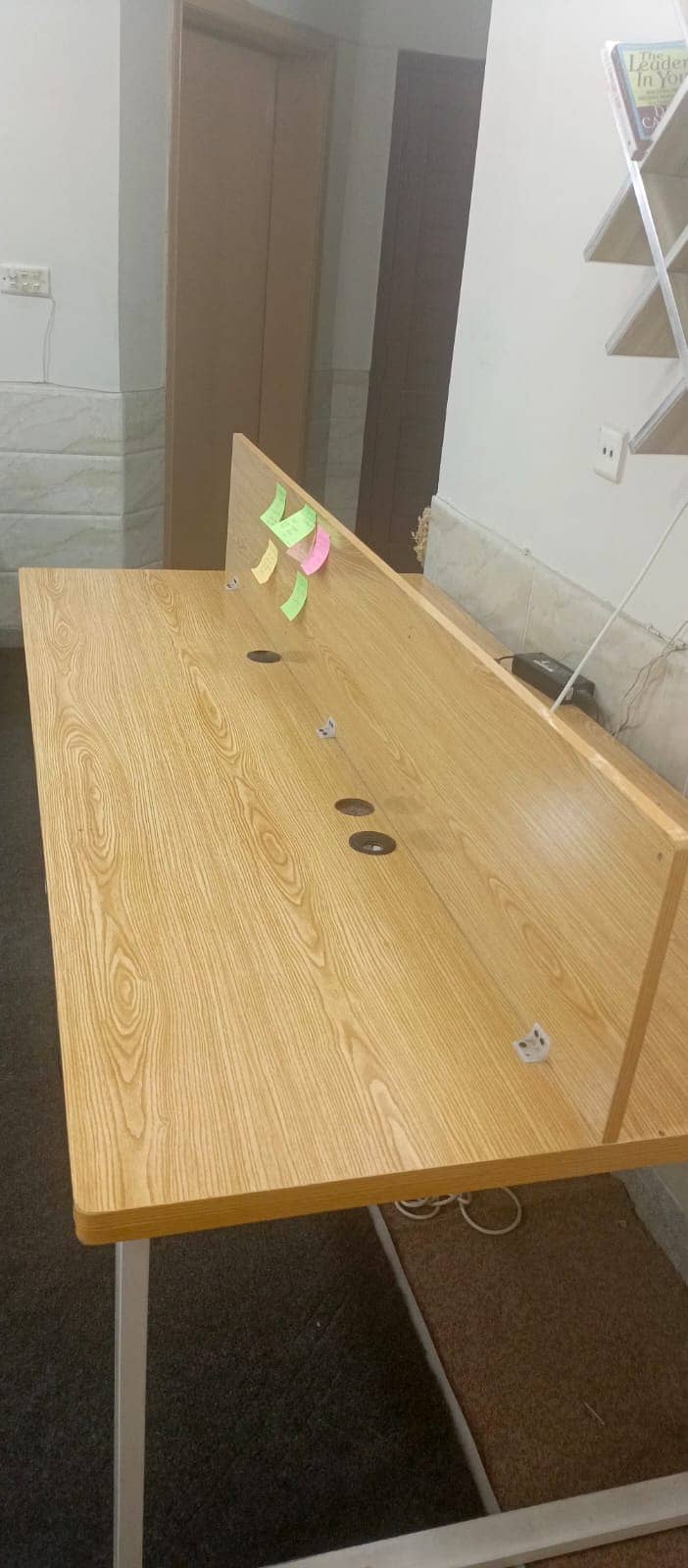 Office Table with Partition and Power Socket – Strong Metal Frame 1