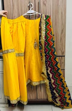 beautiful yellow sharrara with gorgeous multi dupatr