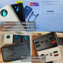 *Baseus 65watt Digital display powerbank stock*   *30000mah capacity*