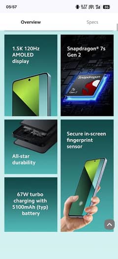 Redmi Note 13 Pro 5G (non pta) Snapdragon 7sGen2 5G Processer Pubg60Fp