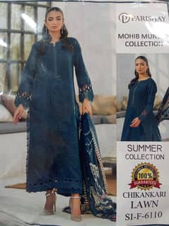 lawn chicken Kari 3 pice suit dupatta khadi