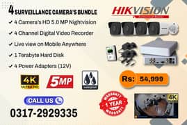 4 CCTV Cameras Bundle 5mp Brand HIKVision