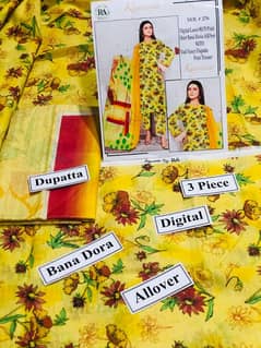 Edenrobe 3pc Digital print allover lawn Suit