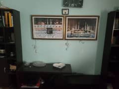 LCD table with corner shelf