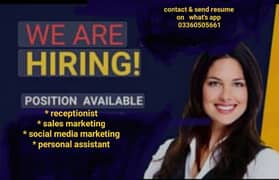 need female staff for marketing