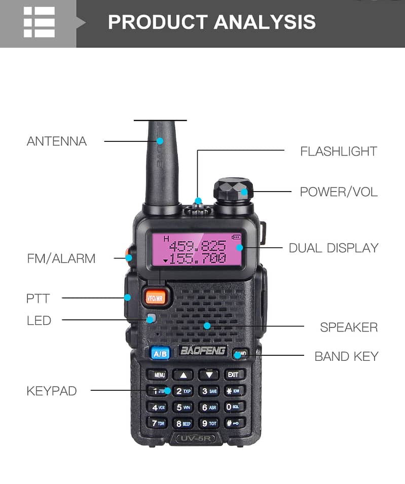 Orignal Baofeg Walkie talkie UV5R Wireless Set UV5R Woki toki intercom 8