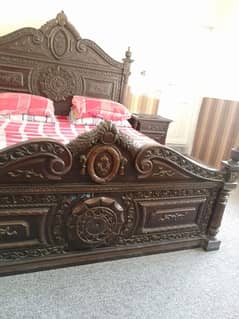CHINYOTI BED WITH 1 DRESSING . 2 SIDE TABLES for sale