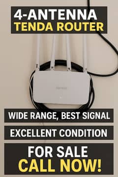 Tenda 4-Antenna WiFi Router – Full Range – Best for Home or Office