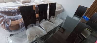 6 seater glass top dining table