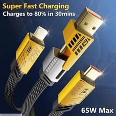 4 in 1 Charging Cable - 65 watts - multi color magic for your device