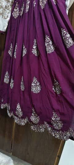 designer megenta embrioded maxi full length 3 piece with cut work