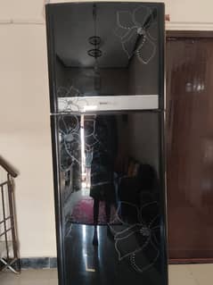 Full size orient fridge with glass front.