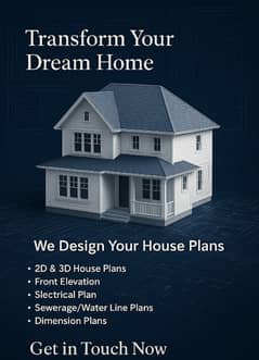2D/3D House Map | Front Elevation | Electrical & Sewerage Design