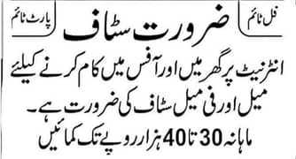 Part time work available
