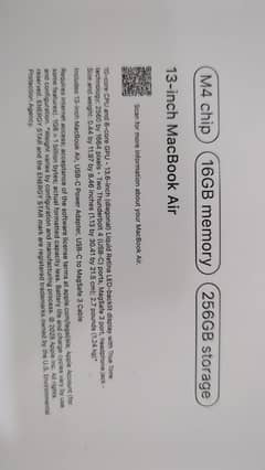 MacBook Air 13 inch M4 chip 16gb 256gb