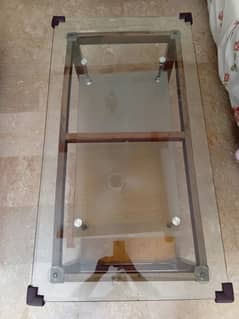 Center Table with double glass top  and solid wood bottom
