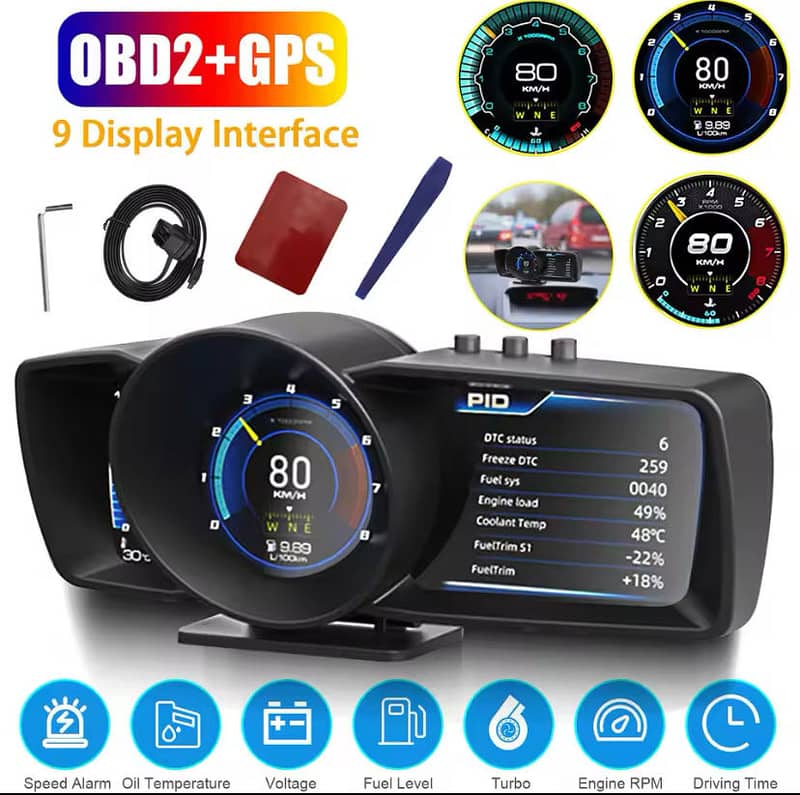Newest A600  heads up display OBD2+GPS multipurpose gauge+turbo boost 6