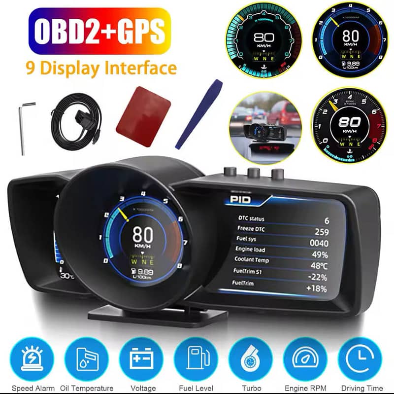 Newest A600  heads up display OBD2+GPS multipurpose gauge+turbo boost 7