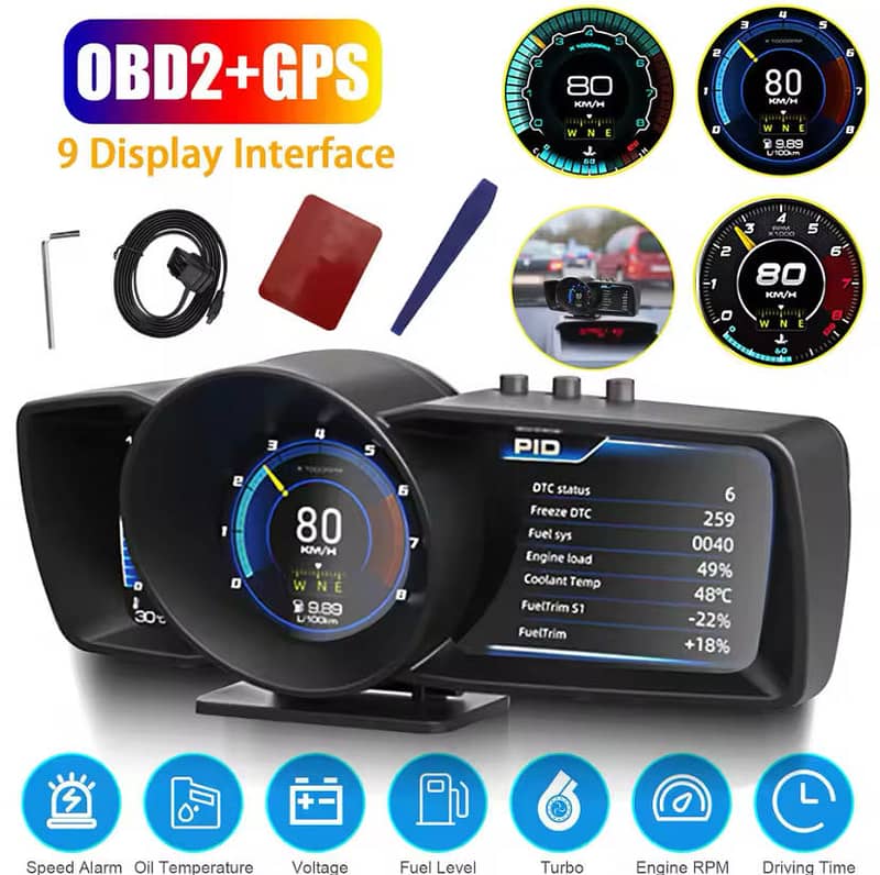 Newest A600  heads up display OBD2+GPS multipurpose gauge+turbo boost 11
