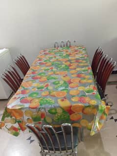 Stainless steel Dining Table with solid Glass and 06 chairs